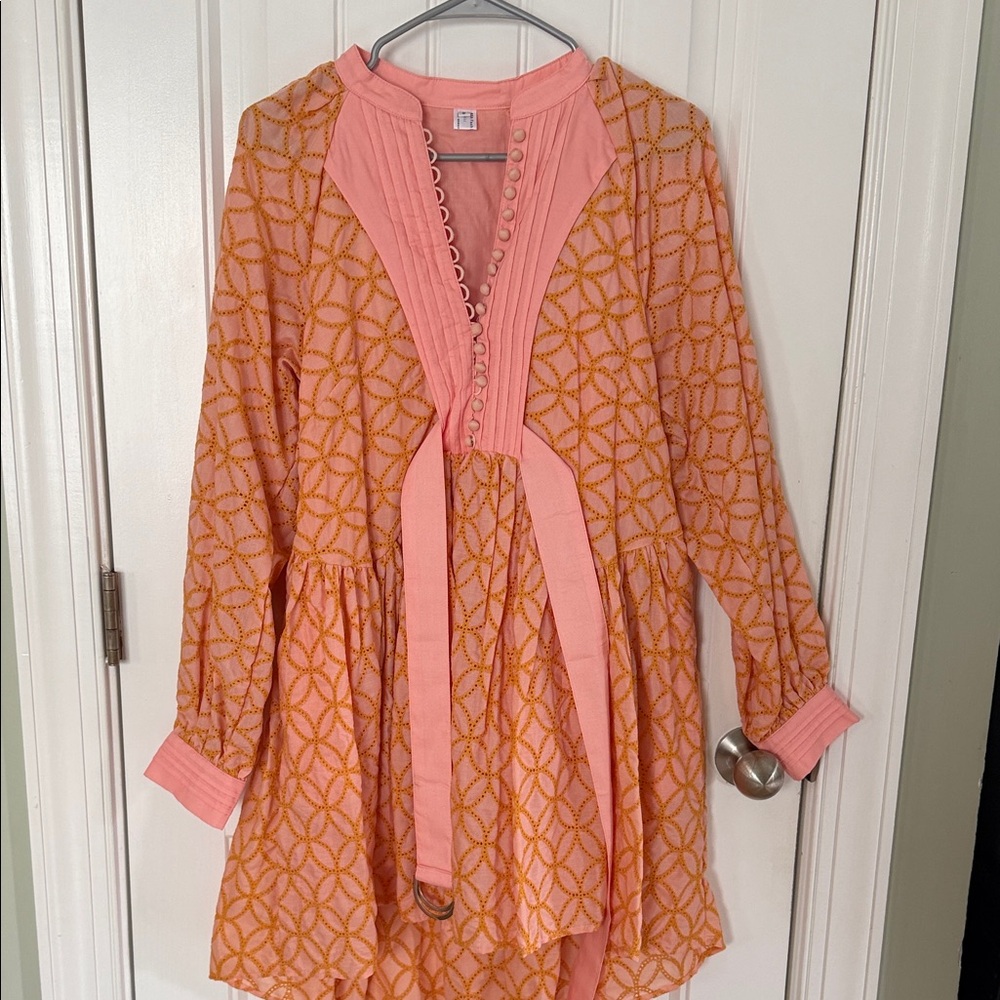 Pink and Orange Geometric Pattern Dress